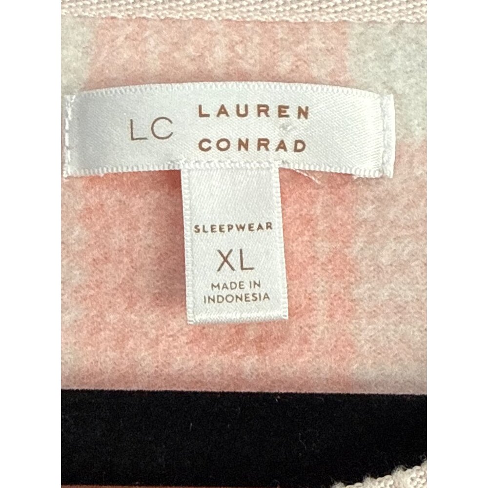 Lauren Conrad XL Pink & White Plaid Long Sleeve Fleece Pullover/Sleepwear Top - Picture 3 of 6
